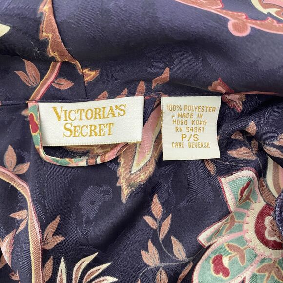 Vintage Victorias Secret Robe Floral Satin Long Womens Small Purple Belted 90s - Picture 10 of 13